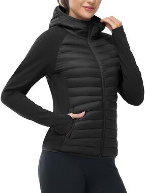 Women's Running Winter Jackets with Hood Warm Lightweight Insulated
